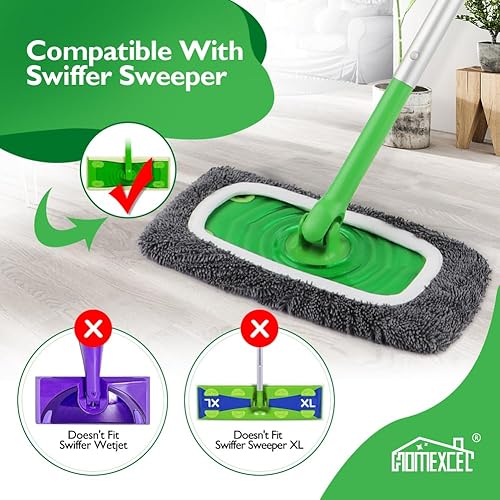 Miniatura 17 de HOMEXCEL Almohadillas de microfibra reutilizables compatibles con Swiffer Sweeper, repuestos de almohadillas húmedas lavables para uso húmedo