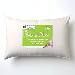 OrganicTextiles Organic Cotton Pillow with Organic Cotton Cover (Queen S...