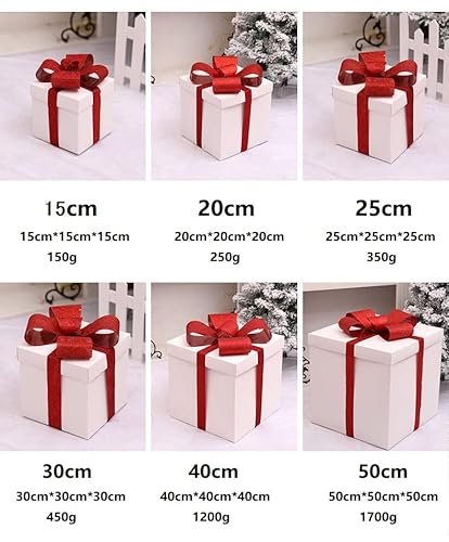 ギフトボックス 正方形ボックス ラッピングボックス ラッピング 箱 クリスマスプレゼント クリスマス飾り アクセサリー 蝶結び付き パッケージ 多用ケース 高級 大型 包装箱 ショッピング モール ウィンドウ レイアウトの小道具 (15cm, 白)