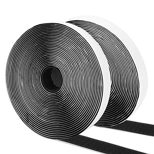Vegena 2PCS [8M mâle 8M femelle ] Bande Agrippantes Adhésives, Rubans Adhésifs Bande Ruban Scratch Hook Loop Autoadhésif pour cadres photos Installation, 20mm x 8M (Noir)