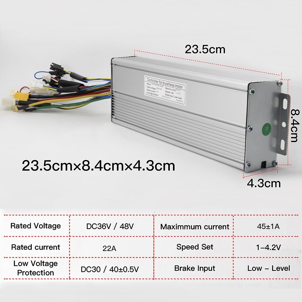 Regulador Patinete Electrico Controlador de Bicicleta eléctrica de 24 V, 36 V, 48 V, 500 W, 750 W, 1000 W, 1500 W y 350 W con Pantalla Controlador del Motor(1500W LCD5)