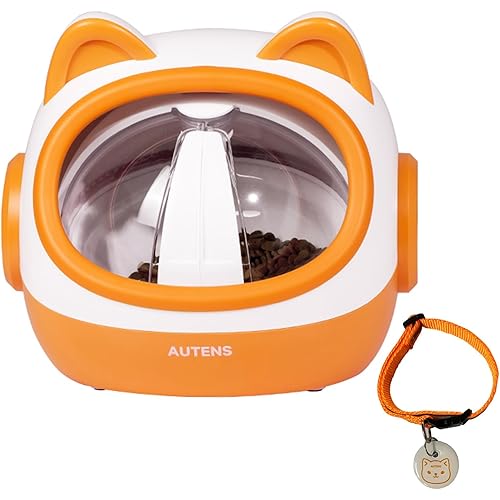AUTENS RFID Automatic Cat Feeders, Automatic Pet Feeder for Cats and Small Dogs, for Separate Dietary Needs, Prevent Food Stealling with Light Collar Tag