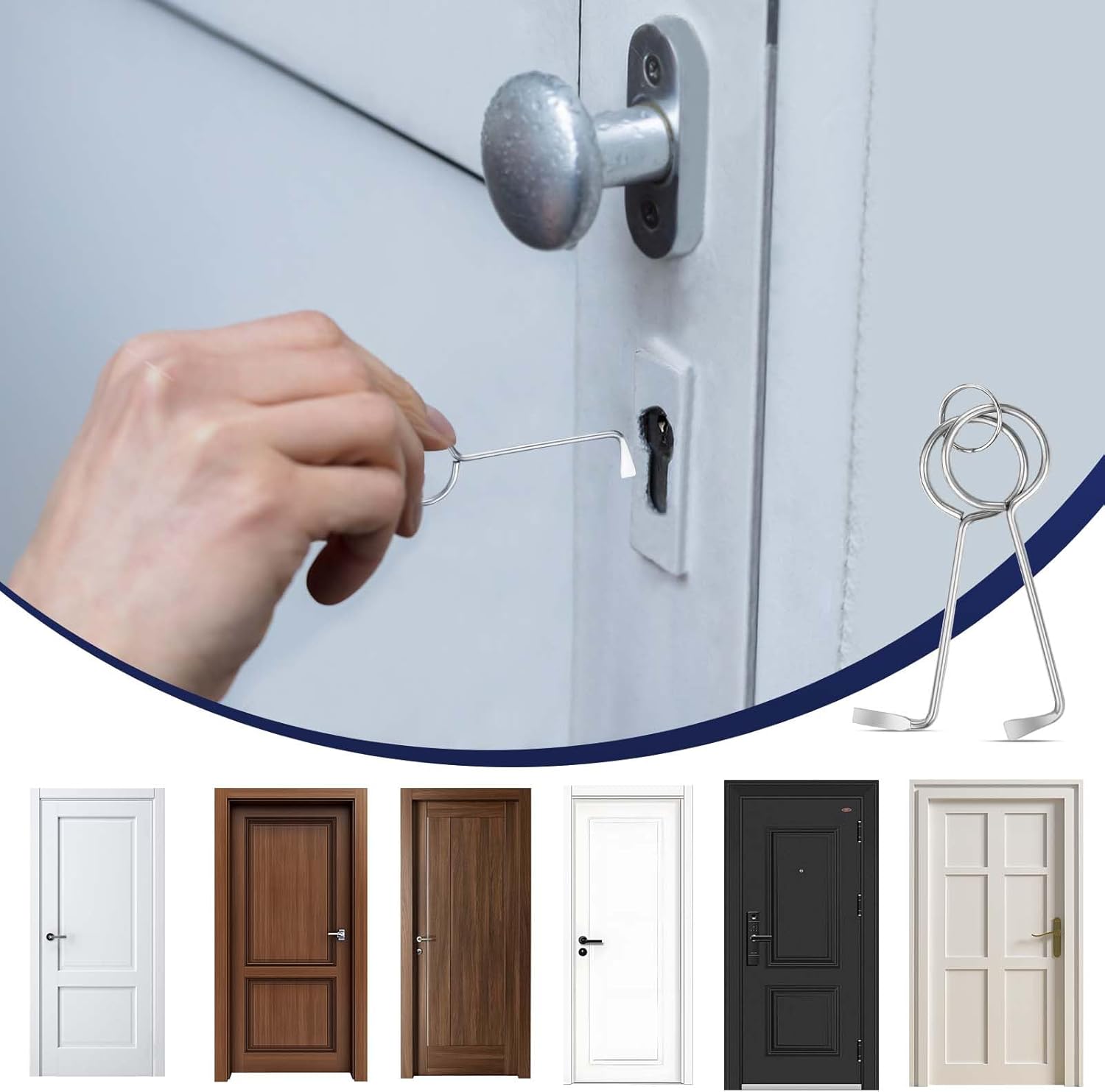 Set of 2 Professional Lock Pick Set, Universal Keys for Room Doors, Opens Almost Any Doors, Opening Tool, Beard Key, Lock Pick Set, Door Opener Keys