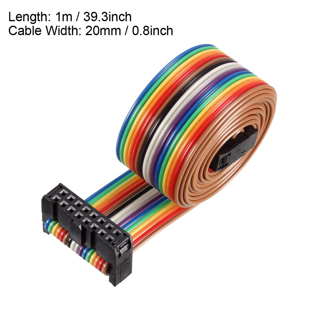 Sourcing Map IDC Flachbandkabel 40-polig – 2,54 Mm Raster, 118 Cm Länge, Regenbogenfarben, Typ C Stecker, Für Laptops & Displays