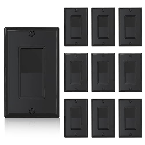 Miniatura 1 de ELEGRP Interruptor de luz decorativa de un solo polo con placa de 15 amperios, 120277 V, reemplazo del interruptor basculante de paleta, interruptor