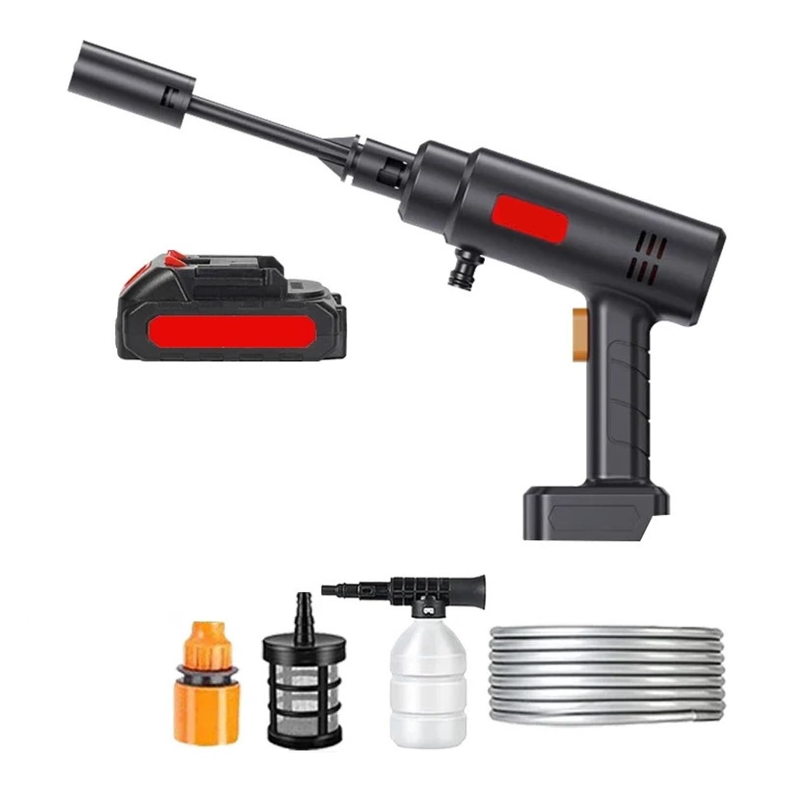 Pistola pulverizadora con manguera Boquilla, Batería De Litio Recargable 21V-Lavadora-Alta Presión-Generador-Agua-Espuma-0-45Boquilla-40/80Wh(40Wh)