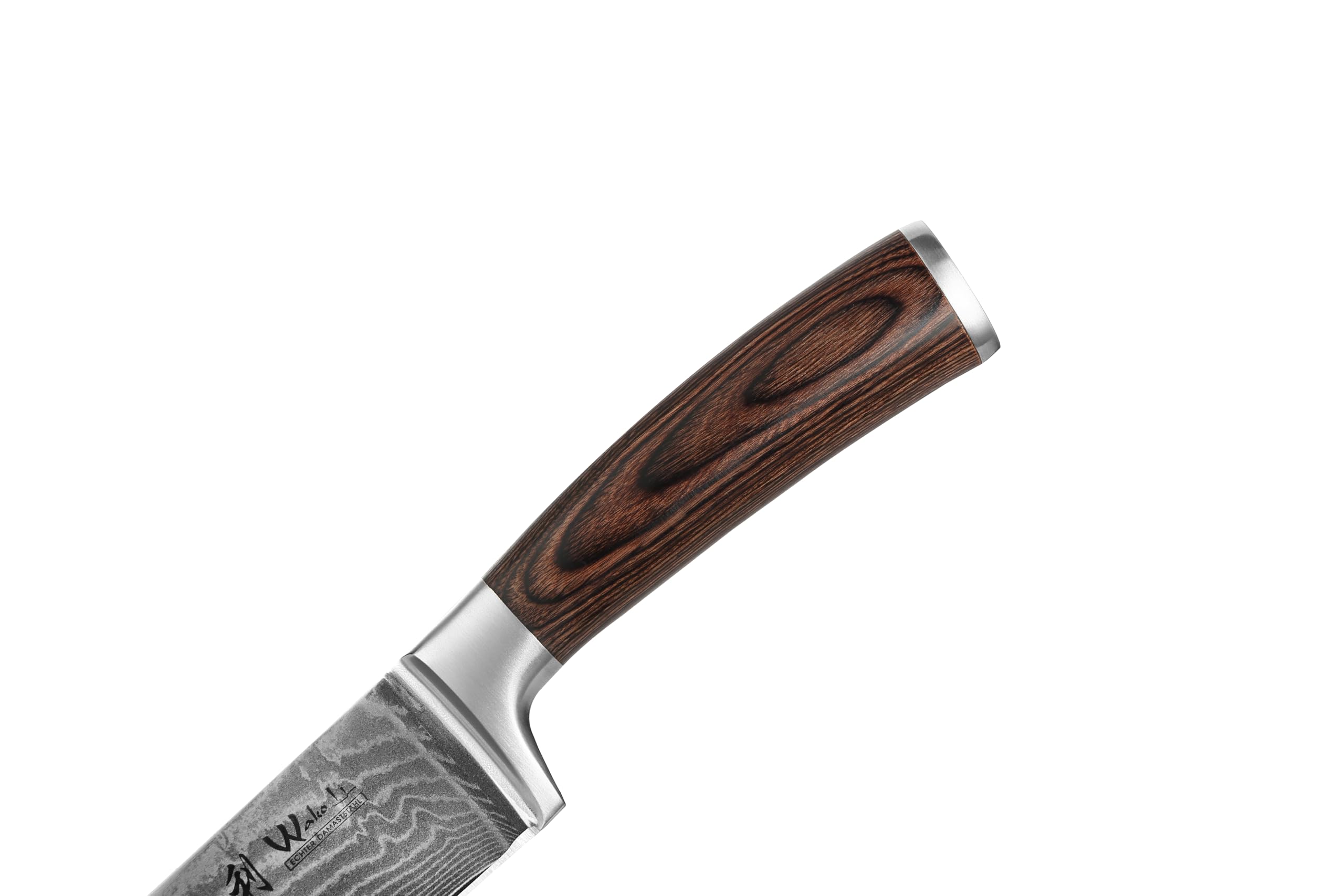WAKOLI EDIB cuchillo de chef de 20 cm en acero de damasco de 67 capas con núcleo VG10, para carne, pescado, verduras y hierbas, mango de madera Pakka, caja de regalo | para la cocina profesional, con hoja afilada de 67 capas y núcleo VG10, proporcionando