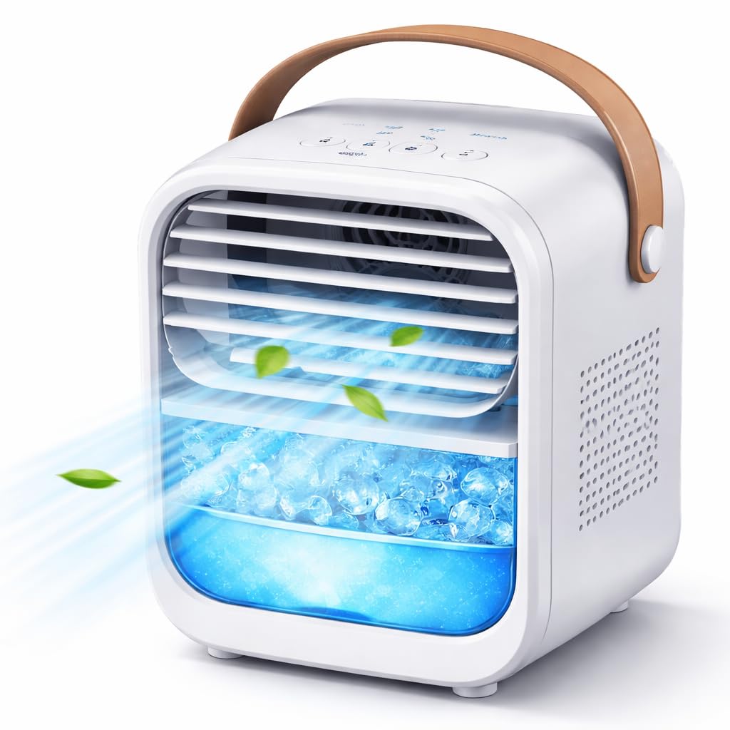Blessing Mart Portable Mini Air Cooler Fan, White, ABS Plastic, USB Rechargeable, 3 Speeds, with LED Light, for Home, Office & Travel-image-16