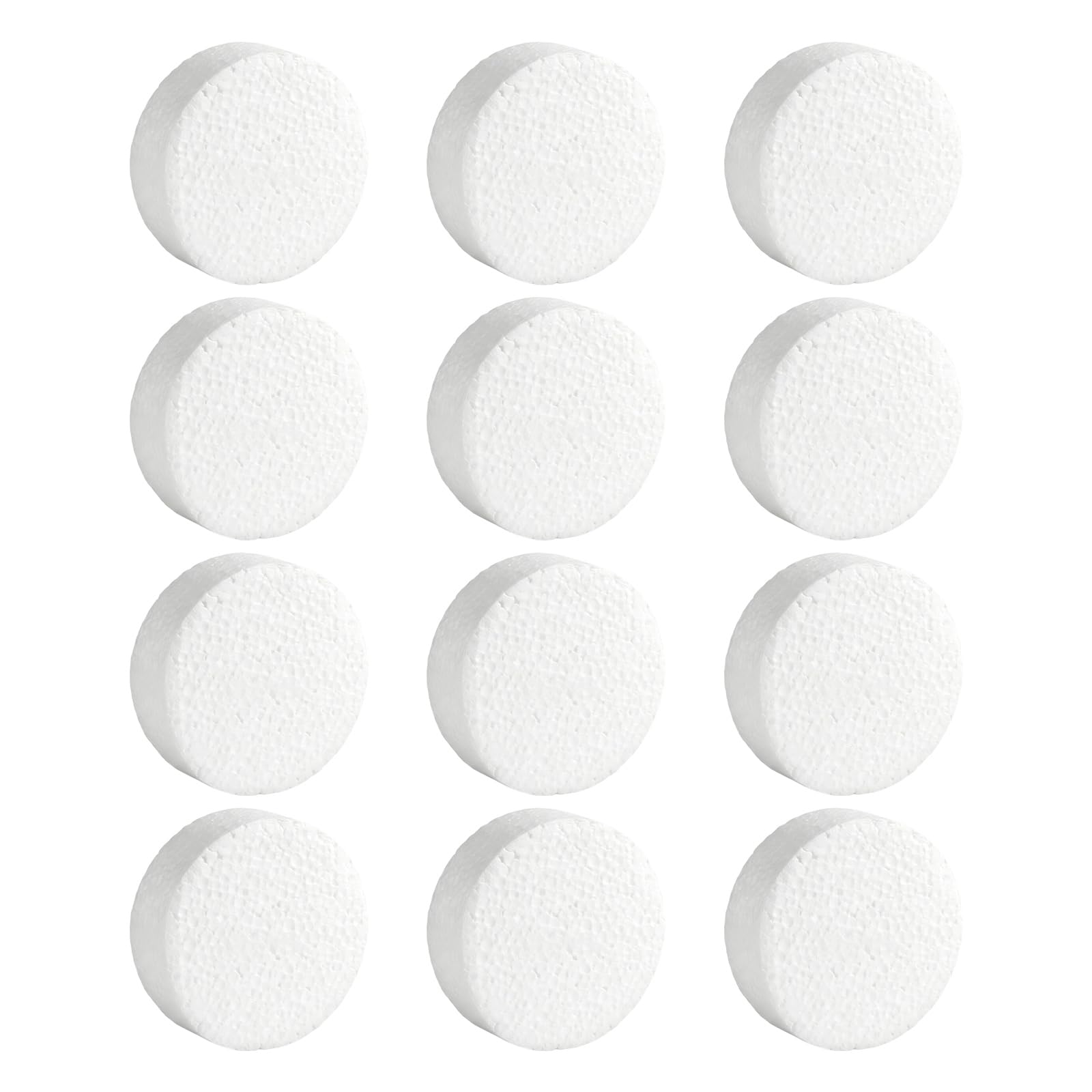 Buxuaaaa 12Pcs Multipurpose White Foam Circles 3Inch Polystyrene Disks for Craft Art Painting Wedding Party Decoration Craft Spume Rounds