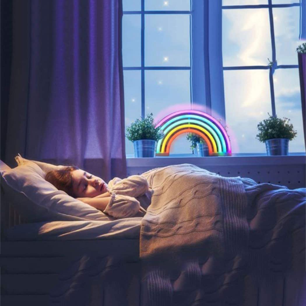 Letreros de neón Rainbow Night Light USB o Alimentado por batería para la habitación de los niños Lámparas de Noche Dormitorio de Las niñas Colgando en la Pared Decoración del Partido