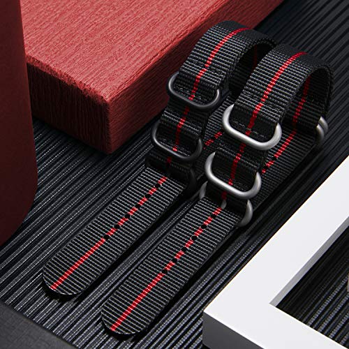 Image of BINLUN Premium Ballistic Nylon Watch Strap, Heavy Duty 5-Ring Replacement Watch Band with Stainless Steel Buckle, Comfortable Sport Band for Men Women, Fits 18-24mm