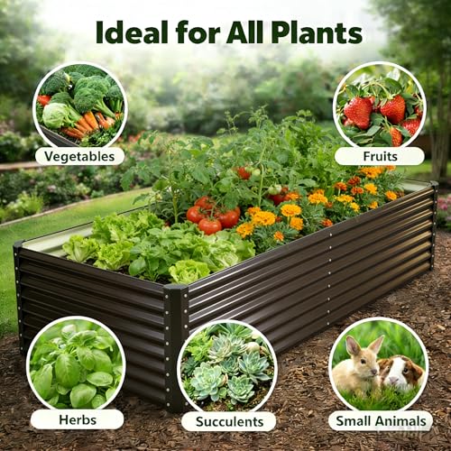 Image of 6x3x2ft Raised Garden Bed, Deep Root Planter Box, Black,1 Pack | 1mm Thick Galvanized Steel, Resists Rust Bowing, Easy Assembly, Ideal Deep-Root Growing Condition for Broccoli,Beans,Tomatoes