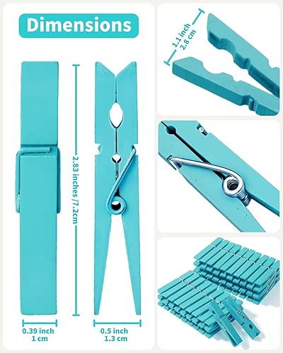 Vista 37 de Alfileres de ropa de madera para manualidades, pinzas de cierre de agarre fuerte, clips de ropa de madera de abedul, pinzas de ropa para colgar