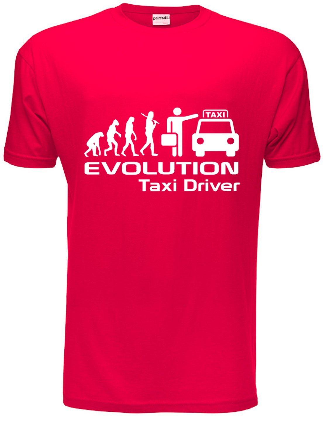 Print4u Men's Red Evolution Of A Taxi Driver Cab Gift T-Shirt Large