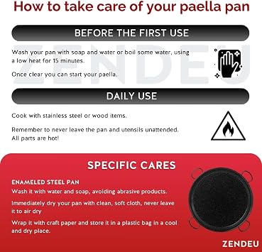 Paella Pan from Spain Authentic Enameled Carbon Steel Paella Pan, Large 36 inch (90 cm) | Traditional Spanish Paellera Durable Enameled Paella Pans for 50 Servings