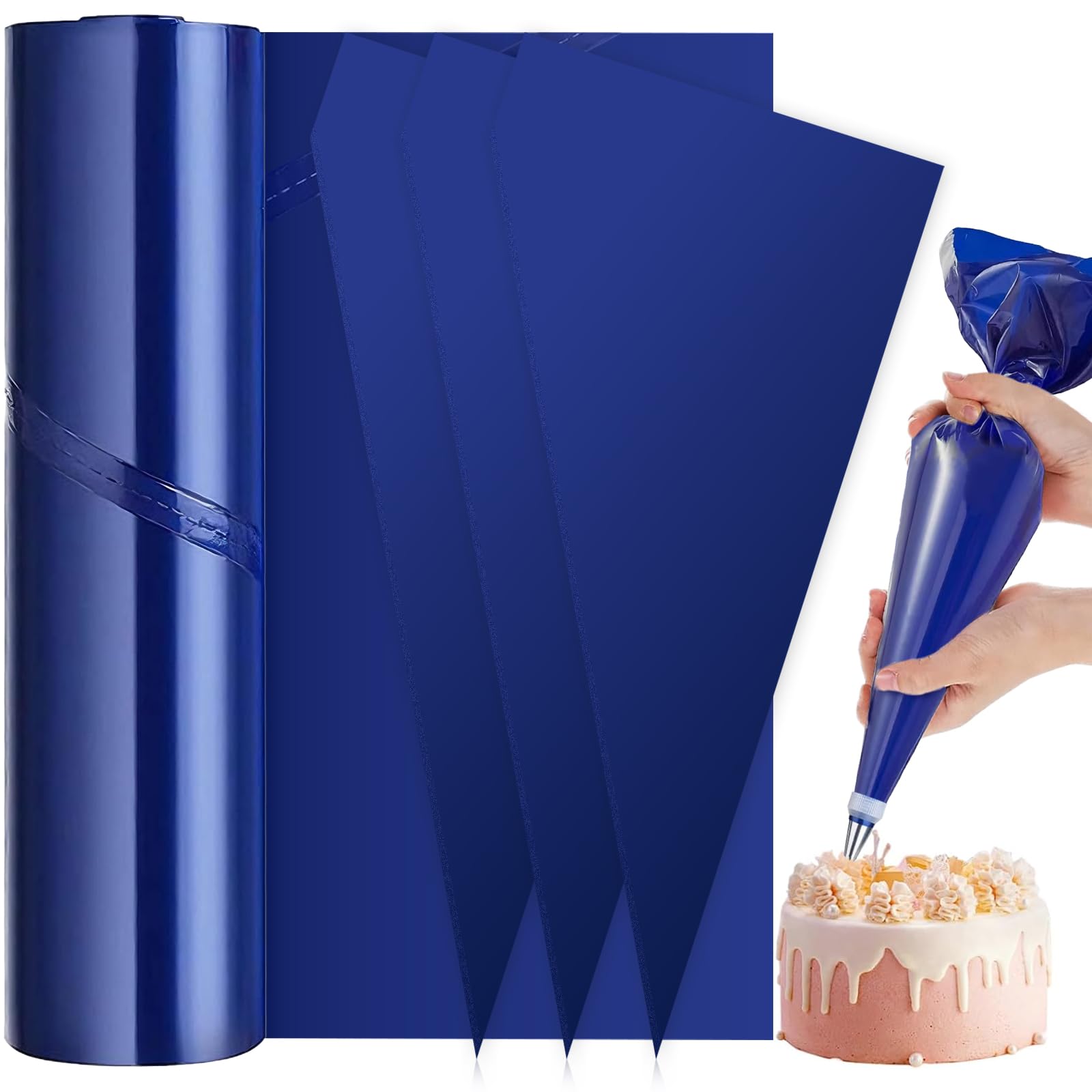 50 Pcs Disposable Piping Bags, 21 Inch Blue Strong Hold Plastic Pastry Bags Icing Piping Bags for Baking and Cakes Cookies Decoration, Extra Large (25 x 52cm)