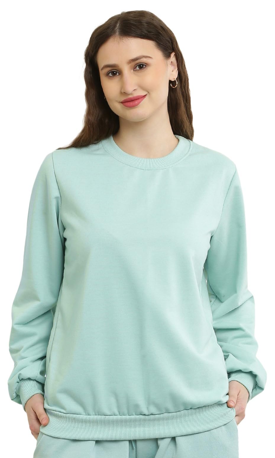 GLAMY Women’s Round Neck Sweatshirt, Fleece Material Full Sleeves, Women Winter Wear, Regular Fit Long Sleeve || 3XL to 10XL || (11 Colours)-picture-11