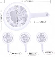 Vista 4 de High Density Ultra-Fine Nylon Mesh Strainer Set - 3 in 1 (100/200/400 Micron) -Nylon Mesh, 100/200/400 Mesh for Coffee, Honey, Wine,Milk, Juice