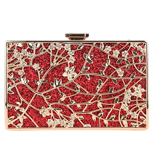 Fawziya Floral Evening Bags And Clutches Glitter Envelope Clutch Bags For Women-Red