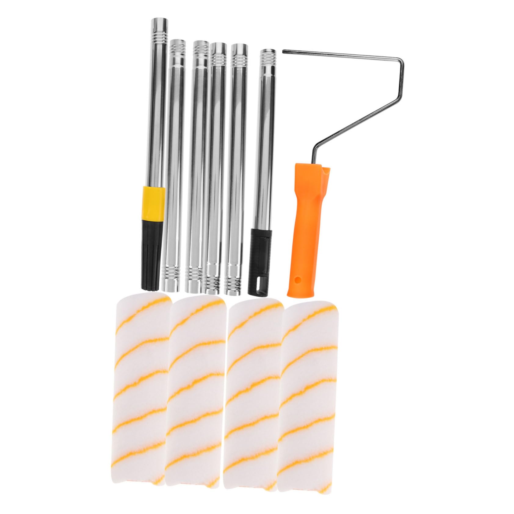Rouleau à Peinture en Acier Inoxydable et Plastique avec Tige Télescopique 1,8 M Outil Pratique Peinture Murale Intérieure et Extérieure