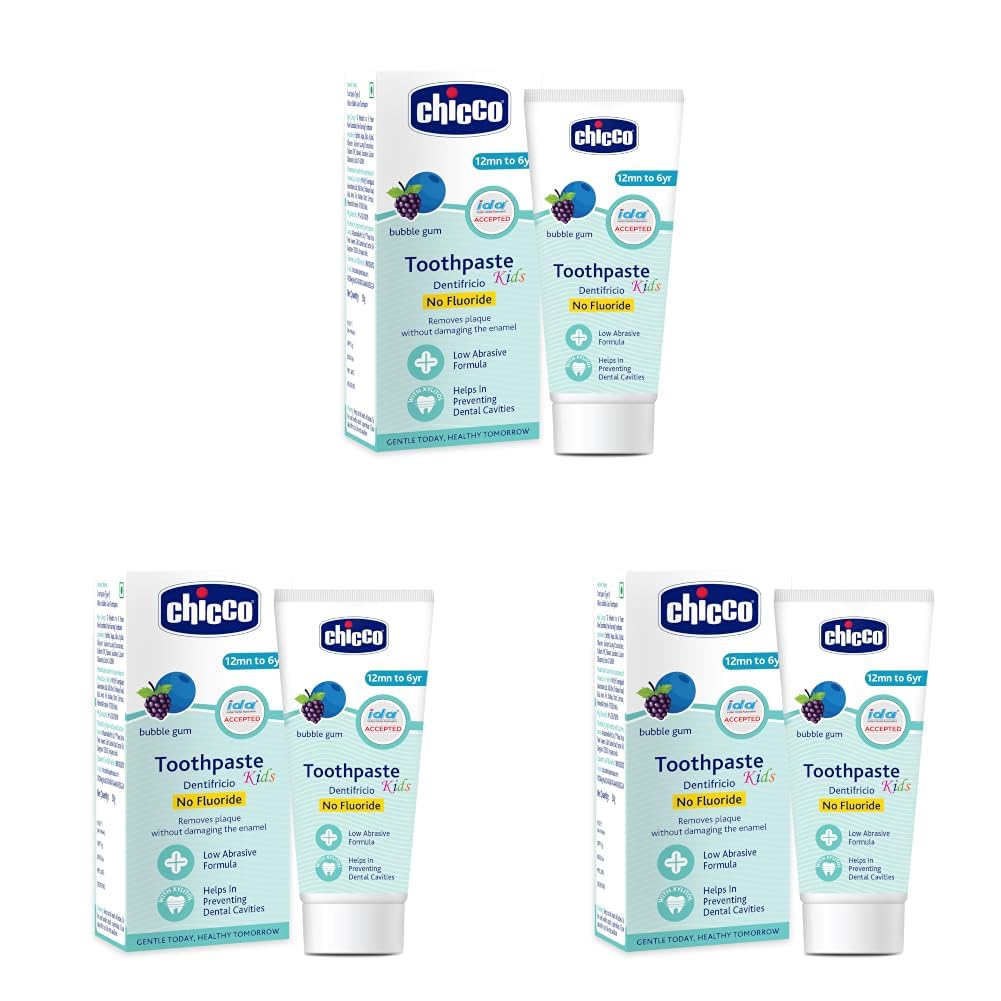 Chicco Toothpaste Bubble Gum 1-6Y 50g No Fluoride (Pack of 3)-picture-11