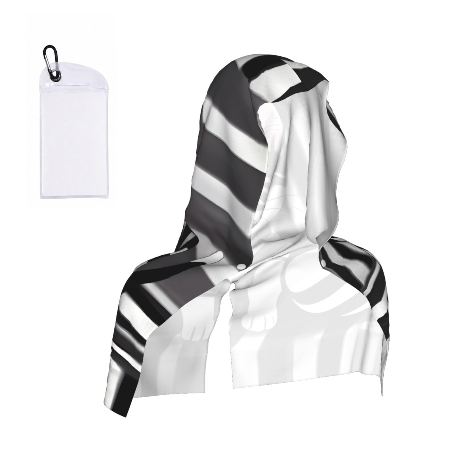 CNTDBU Black and white striped kitten Cooling Towel Hooded-Instant Chill Neck Cover for Sports, UV Cooling Rag for Running Gym