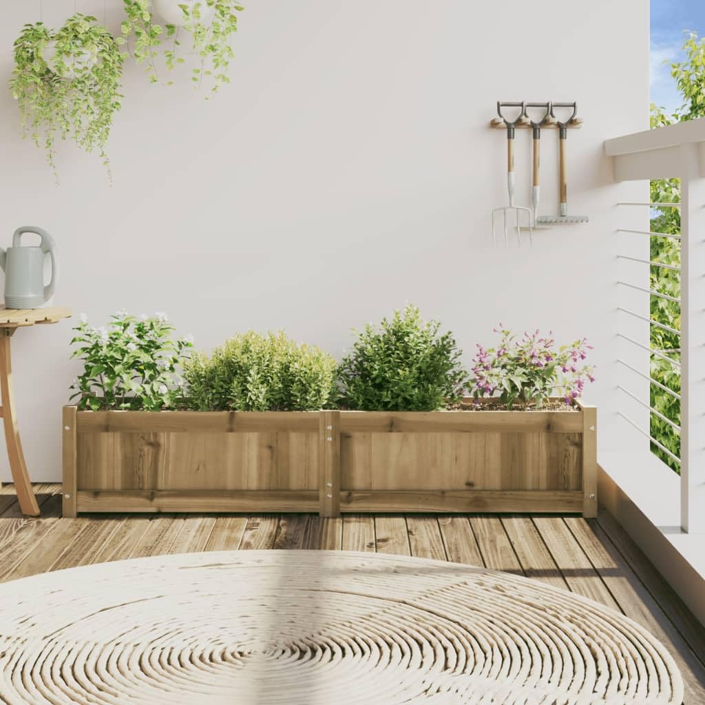 Vaso per piante in legno di pino impregnato in autoclave, 150 x 31 x 31 cm, resistente alle intemperie, con serbatoio d'acqua, fioriera per erbe aromatiche per balcone, terrazza, giardino e