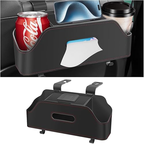 Miniatura 1 de zipelo Organizador de asiento trasero para reposacabezas de automóvil con soporte para tazas, caja de almacenamiento multifuncional para colgar en