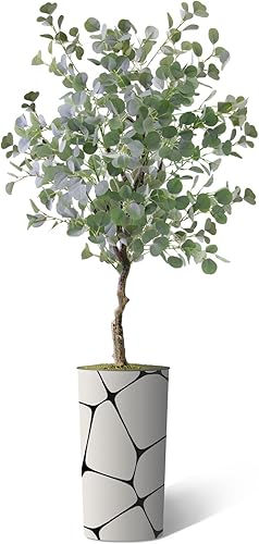 Miniatura 2 de SIGNWIN - Árbol artificial en maceta con diseño y textura de flores y pájaros, decoración moderna, planta de piso, para el hogar u oficina