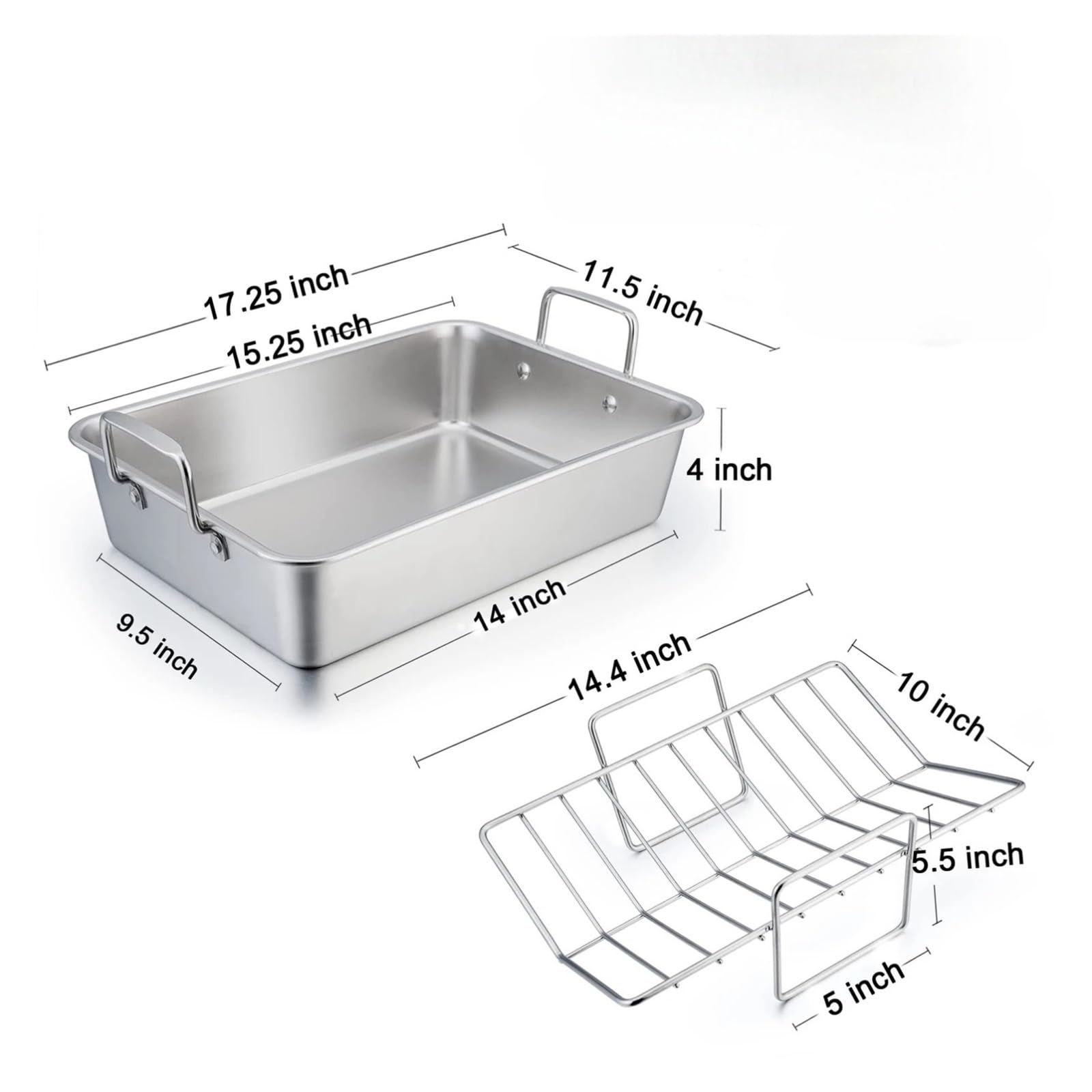 Bandeja asar inox 40×30×10cm con rejilla en V