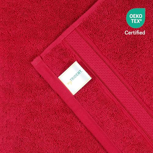 Image of Trident Towels for Hand, Indulgence Collection, 100% Cotton Towels for Men /Women, Premium Hand Towel Set, 600 GSM, 2 Pc Hand Towel, 40 cm x 60 cm - Blood Red