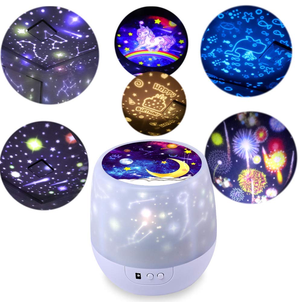 YIFAN Starlight projection lamp children's night light multi-function night light decoration birthday, Christmas and other parties, Best for Bedroom Nursery Kids Gift,White