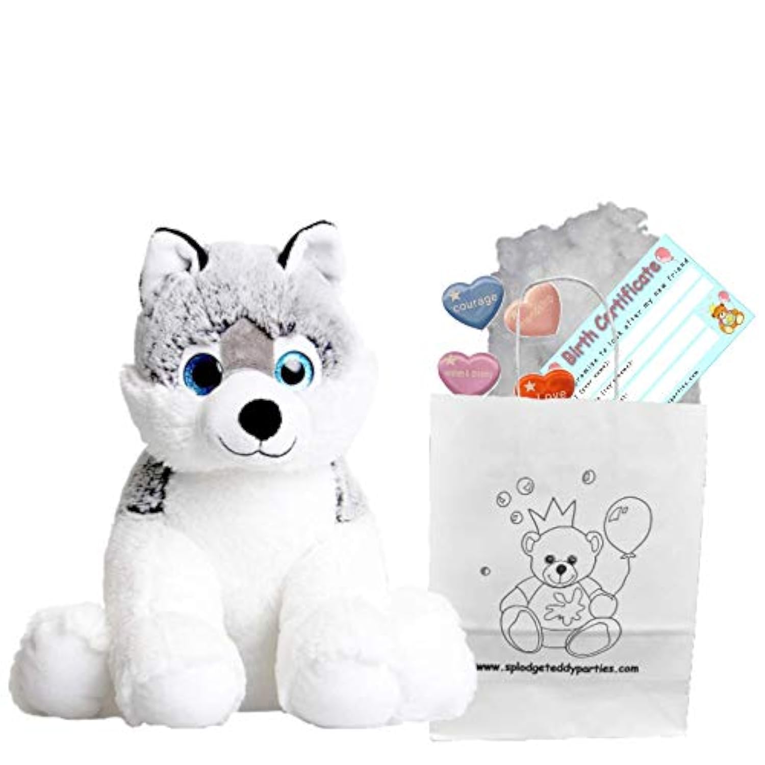 Husky Dog - Teddy Bear Soft Plush Toy - 10 inch / 25cm - Build your own Teddy Bear Kit