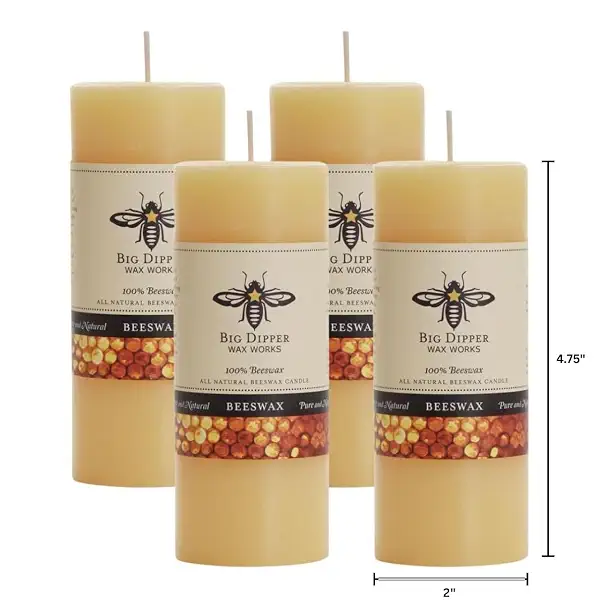 Big Dipper Wax Works 100% Pure Beeswax Pillar Candles (4 Pack) – 2" x 4.75" Handmade in USA, Long Burning Clean Soot-Free, Natural Honey Aroma, Eco-Friendly Cotton Wick, Home Décor & Meditation 2