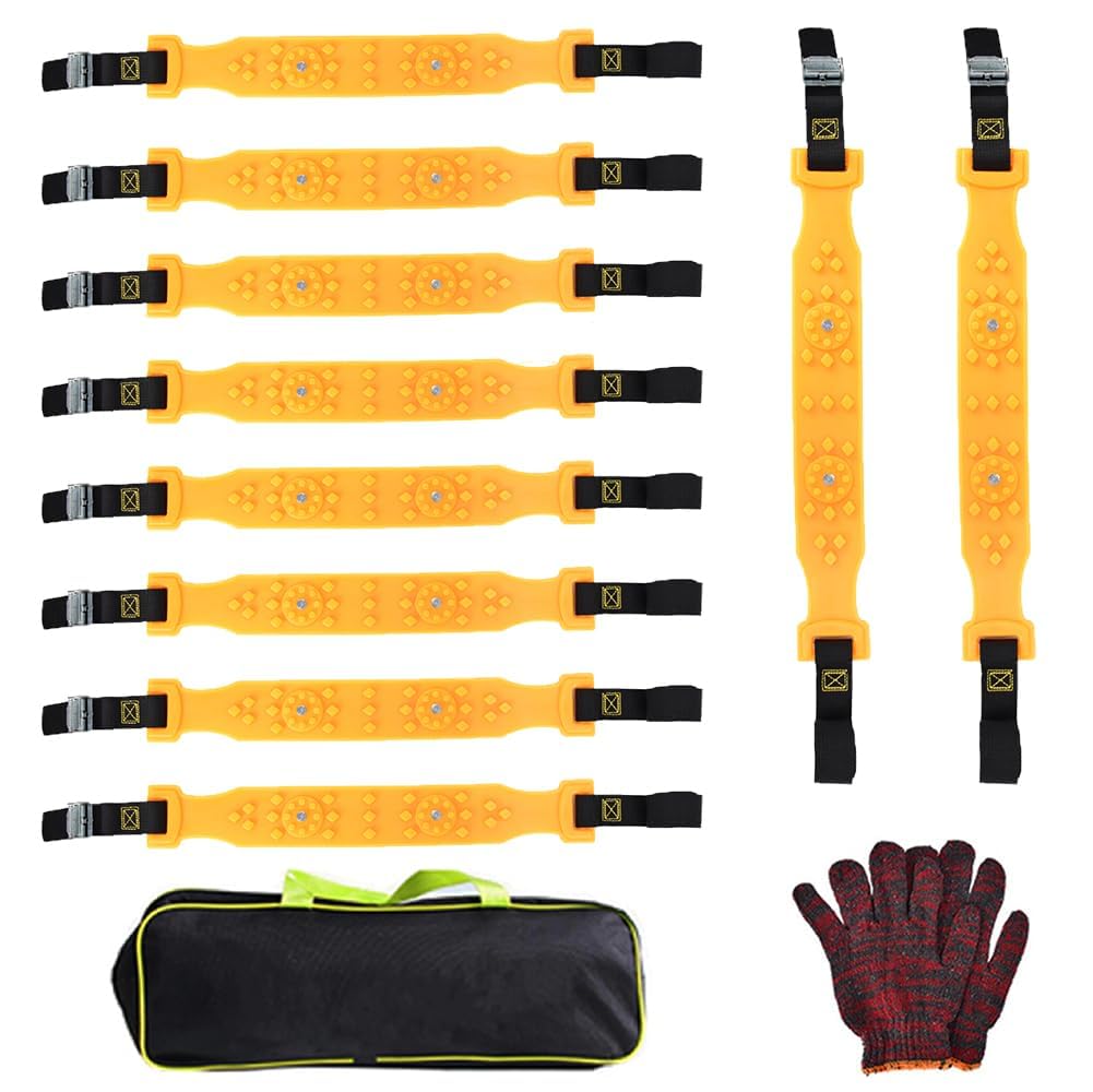 Hex Autoparts Universal Anti Slip Tire Straps for Car Tires Sedan Compatible with Tire Width 165-225mm, Emergency Chains for Truck Tires, Plastic Tire Chains 225 65R17 for Various Scenes (10pcs)