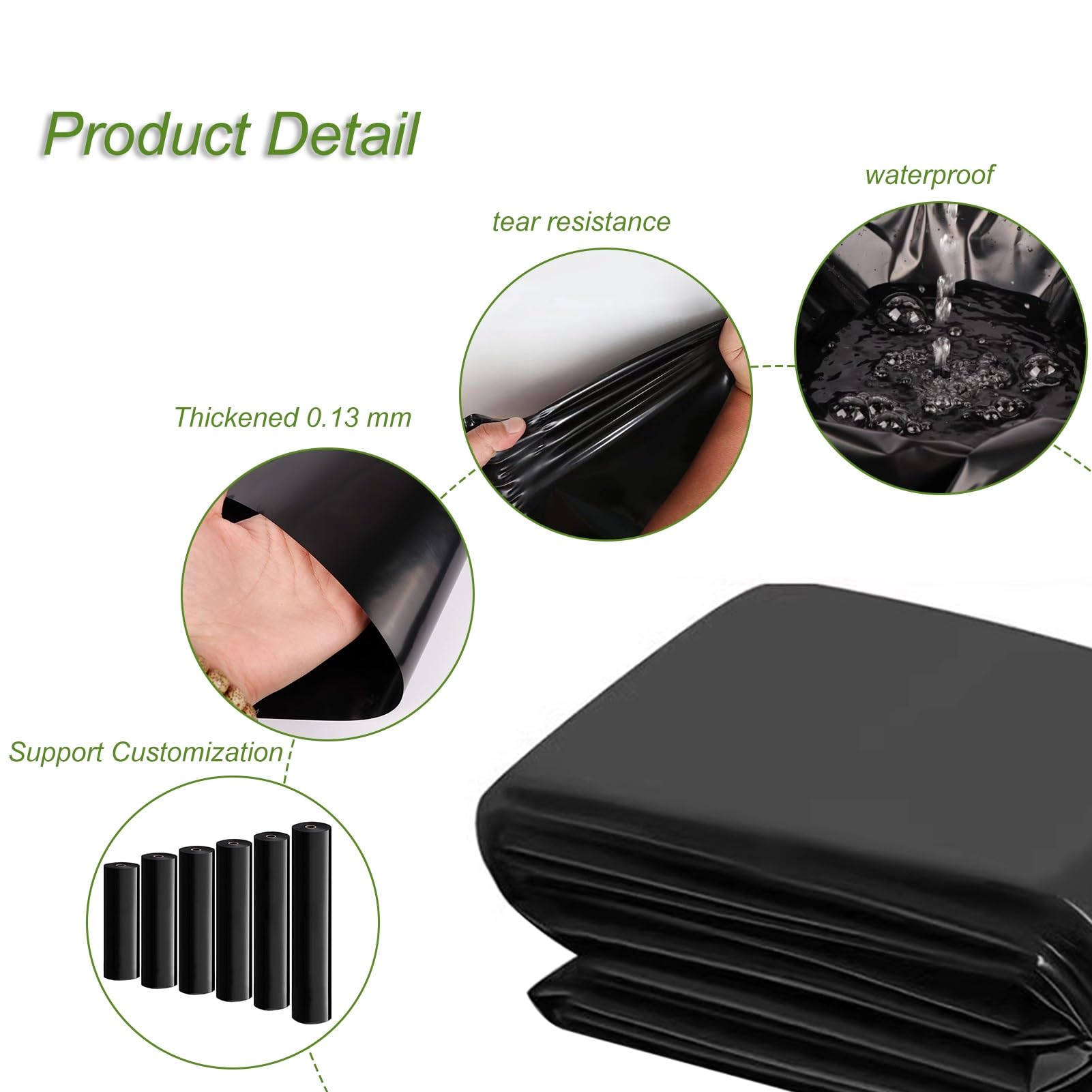 Revêtement De Bassin En PEHD Souple De 5mil, Film Imperméable Et Résistant Pour Sous-couche De Piscine, Bâche De Toit, Jardin Et Petits Bassins.(5x5m