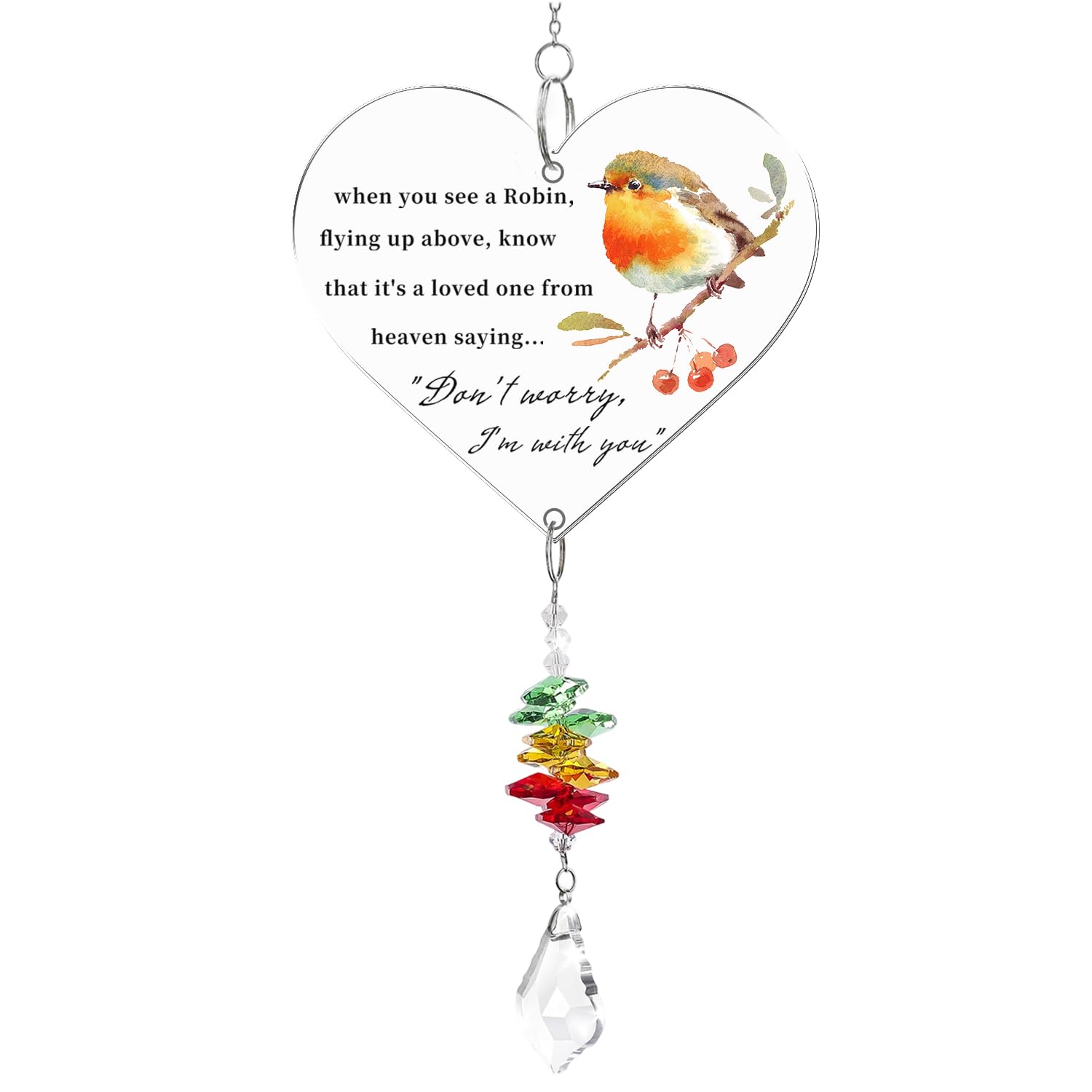 Robin Memorial Gifts, Warm Hanging Heart Plaque Present Acrylic Plaque Gifts with Poem to Remember Loved Ones