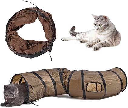 Amazon 猫トンネル Andiker ２穴付き猫トンネル折りたたみ可能水洗いs形キャットトンネル長いトンネル猫遊びペットおもちゃ S ブラウン Andiker またたびトイ 通販