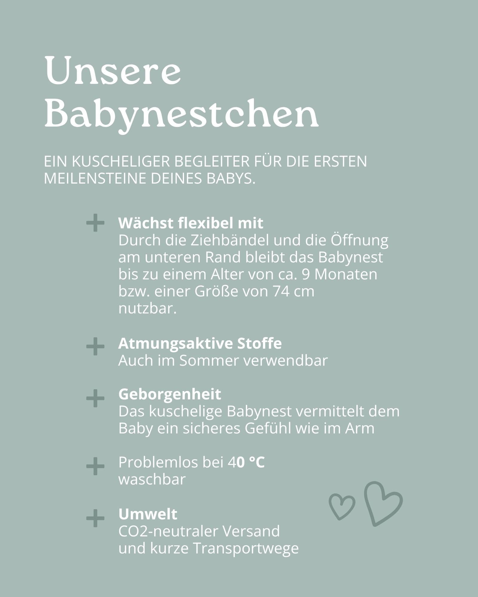 ULLENBOOM Babynest OEKO-TEX Materialien Made in EU Babynestchen Neugeborene Kuschelnest Baby tragbares Reisebett gepolstert waschbar 55x95 cm