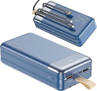 AMAZOM Power Bank Caricatore Portatile PD USB C 20W 4 Cavi Integrati Caricatore per Telefono con Display LED Power Bank 50000Mah Batteria Esterna Doppia Porta di Ricarica Rapida AMAZOM Power Bank Caricatore Portatile PD USB C 20W 4 Cavi Integrati Caricatore per Telefono con Display LED Power Bank 50000Mah Batteria Esterna Doppia Porta di Ricarica Rapida