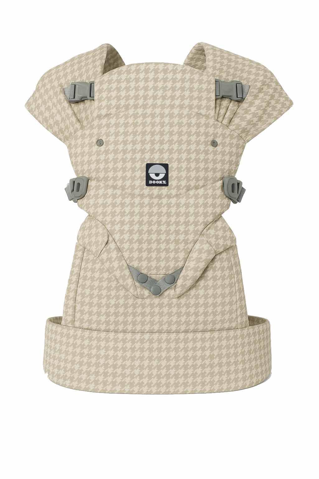 Porte-bébé Dooky Carrier Cosy Comfort pour bébés de 0 à 3 ans jusqu'à 15 kg (porte-bébé réglable, ergonomique, avec soutien lombaire, larges bretelles et système de sangles croisées), beige/blanc