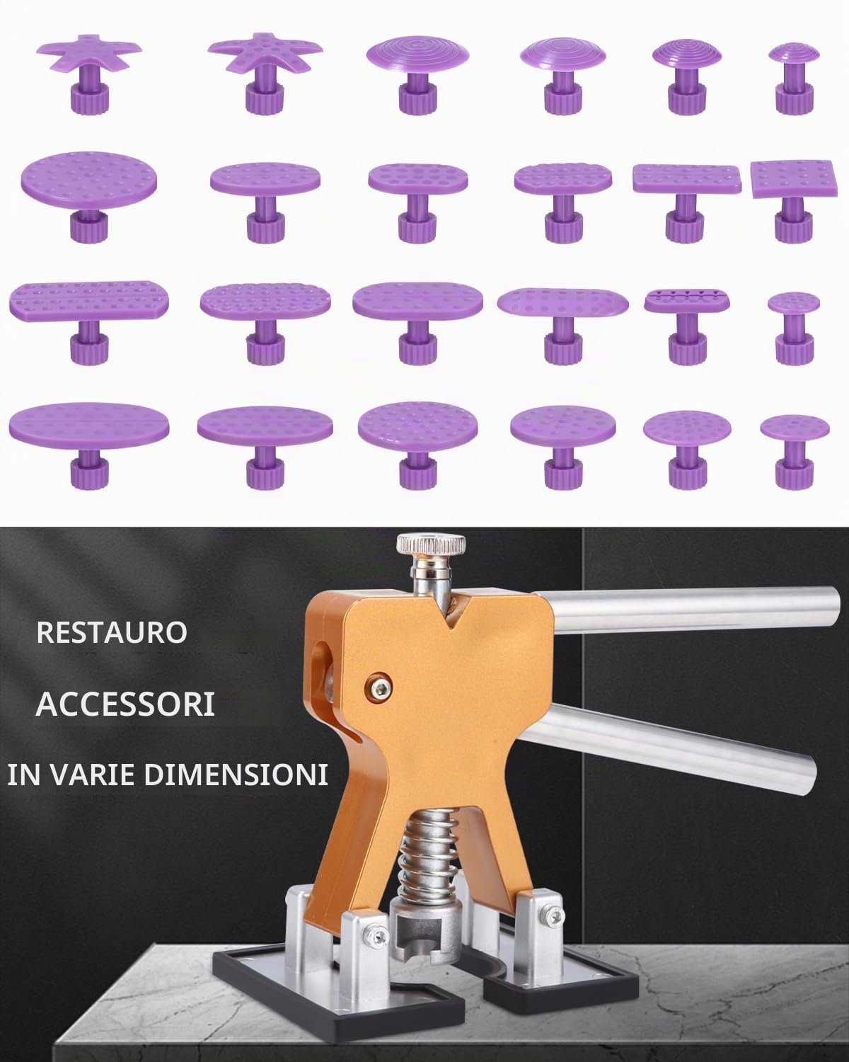 Riparazione di Ammaccature Auto Kit, Strumento per la rimozione delle ammaccature, Tirabolli per Carrozzeria, Pistola per Colla, Kit per la Riparazione per ammaccature Grandi Medie Piccole
