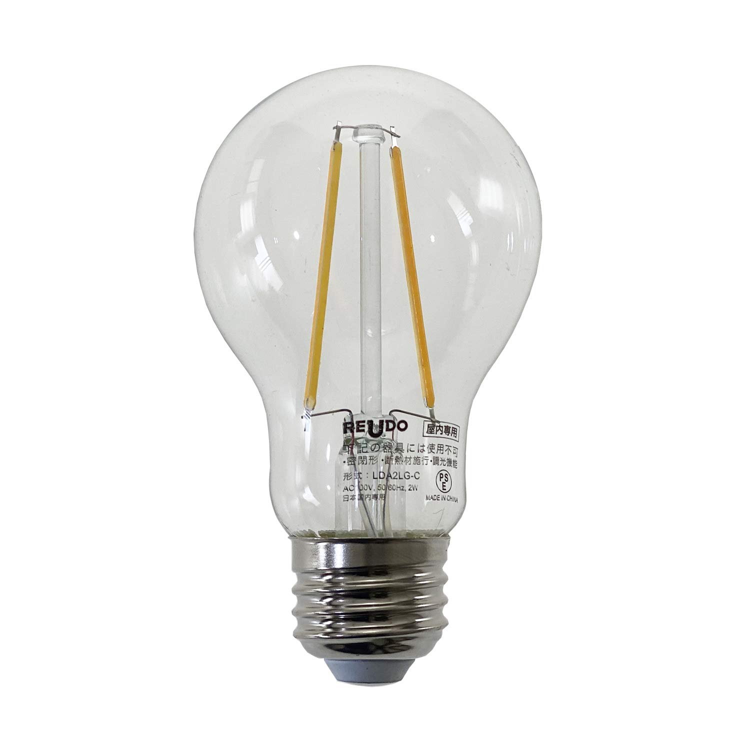 LED電球 フィラメント クリアガラス 2W E26 10個×8計80個 Amazon | 【昔のフィラメント電球の雰囲気・柔らかな明るさ】ReUdo LED