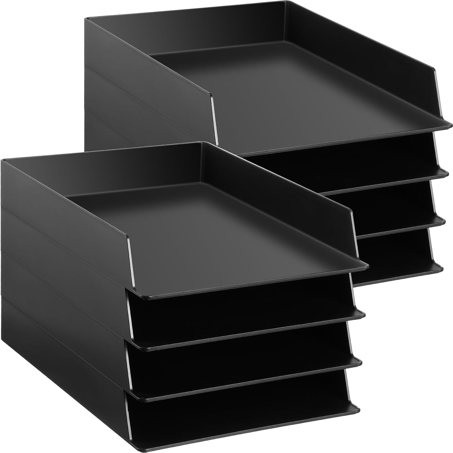 Wenqik 8 Pcs Stackable Paper Trays Rectangular Plastic