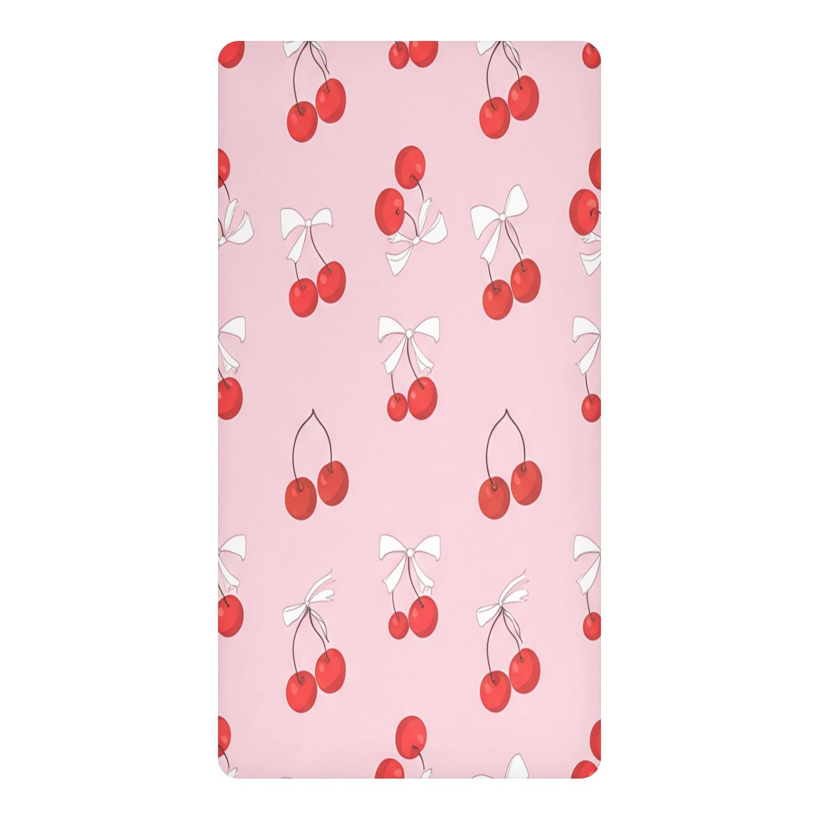 JiangGgen Cherries Bows Baby Crib Sheet Soft Breathable for Standard Crib-M