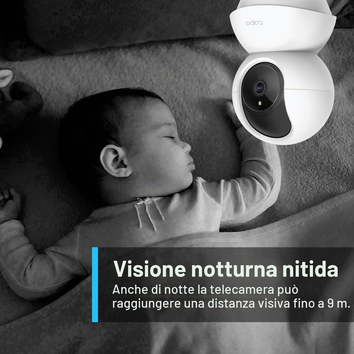 Tapo C210 Telecamera Wi-Fi Interno 2K(3MP), Videocamera Sorveglianza, Visione Notturna, Notifiche in Tempo Reale, Storage su Cloud, MicroSD fino a 512GB, Funziona con Alexa e Google Assistant