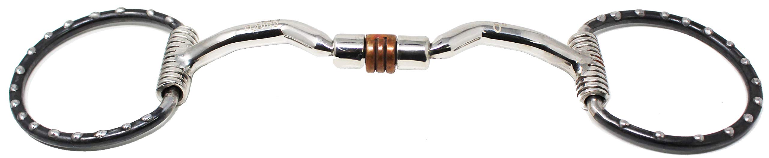 Professional Equine Horse 5" Mouth Studded Dee Ring Sweet Iron Snaffle Bit w/Copper Rollers 3510B