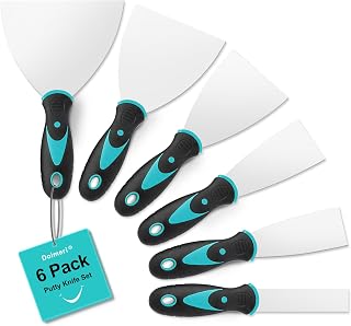 Doimeri 6-Pack Stainless Steel Putty Knives (1"-5") - Rust-Resistant Spackle Scrapers for Drywall Repair, Paint Removal & Wallpaper