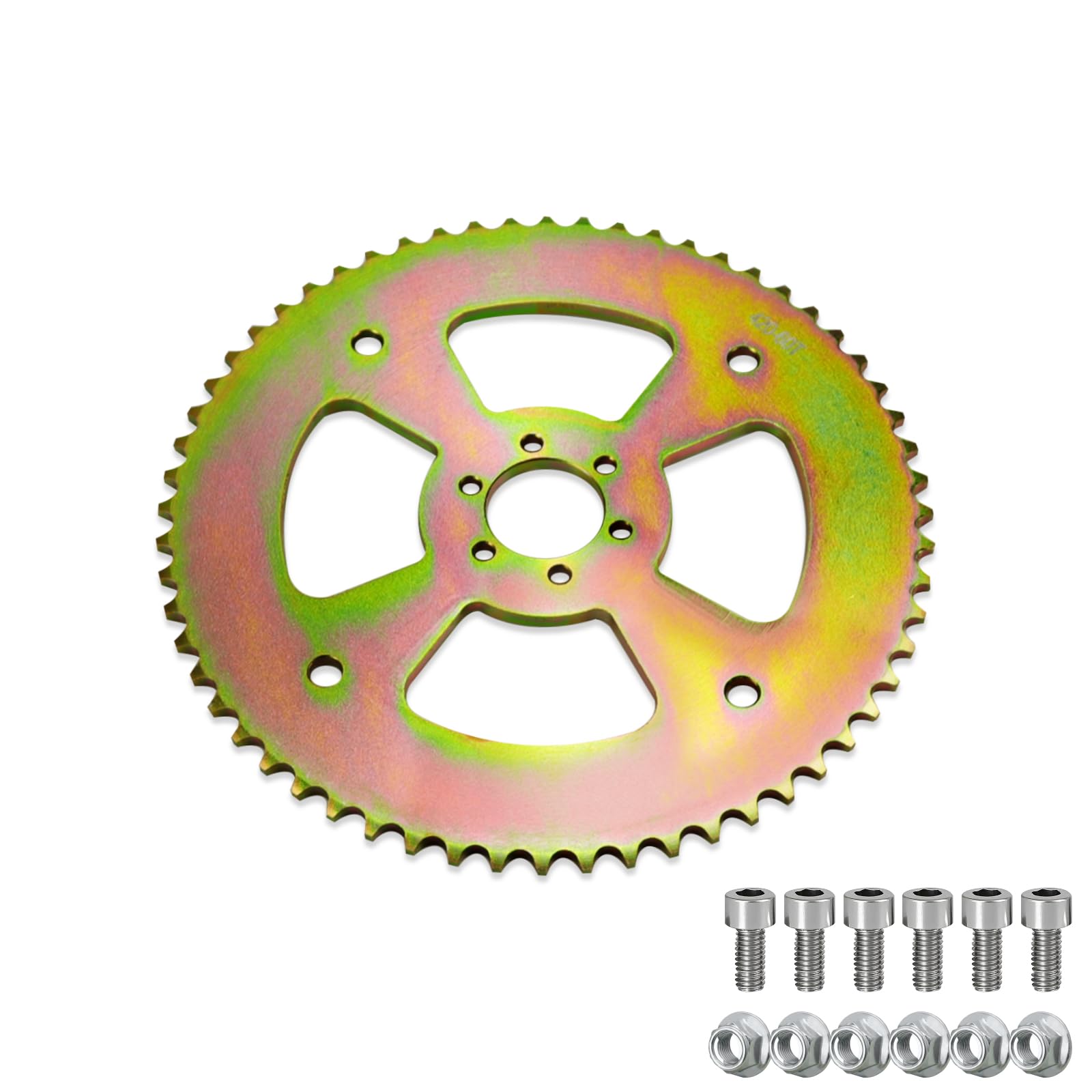 60T High Torque Rear Chain # 40 41 420 Sprocket Mini Bike Sprocket 6 Hole for Coleman CT100U CC100X, for Mega Moto MMB80 105cc, for Motovox MBX10, for Baja Doodle Bug DB30