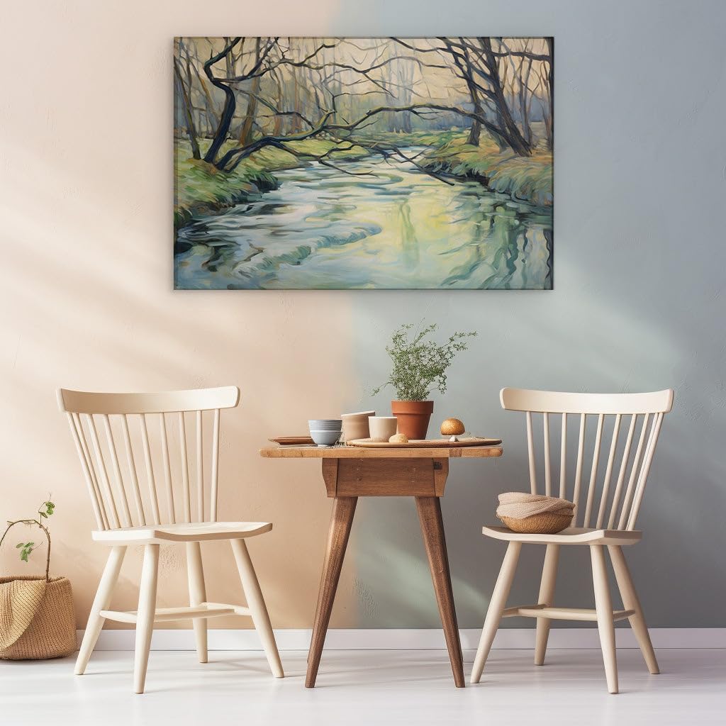Canvas for Living room. Whispers of Serenity in the Woodland's Embrace, 27 x 18 inch Canvas Wall Art - Contemporary Masterpieces - Modern Home Decor